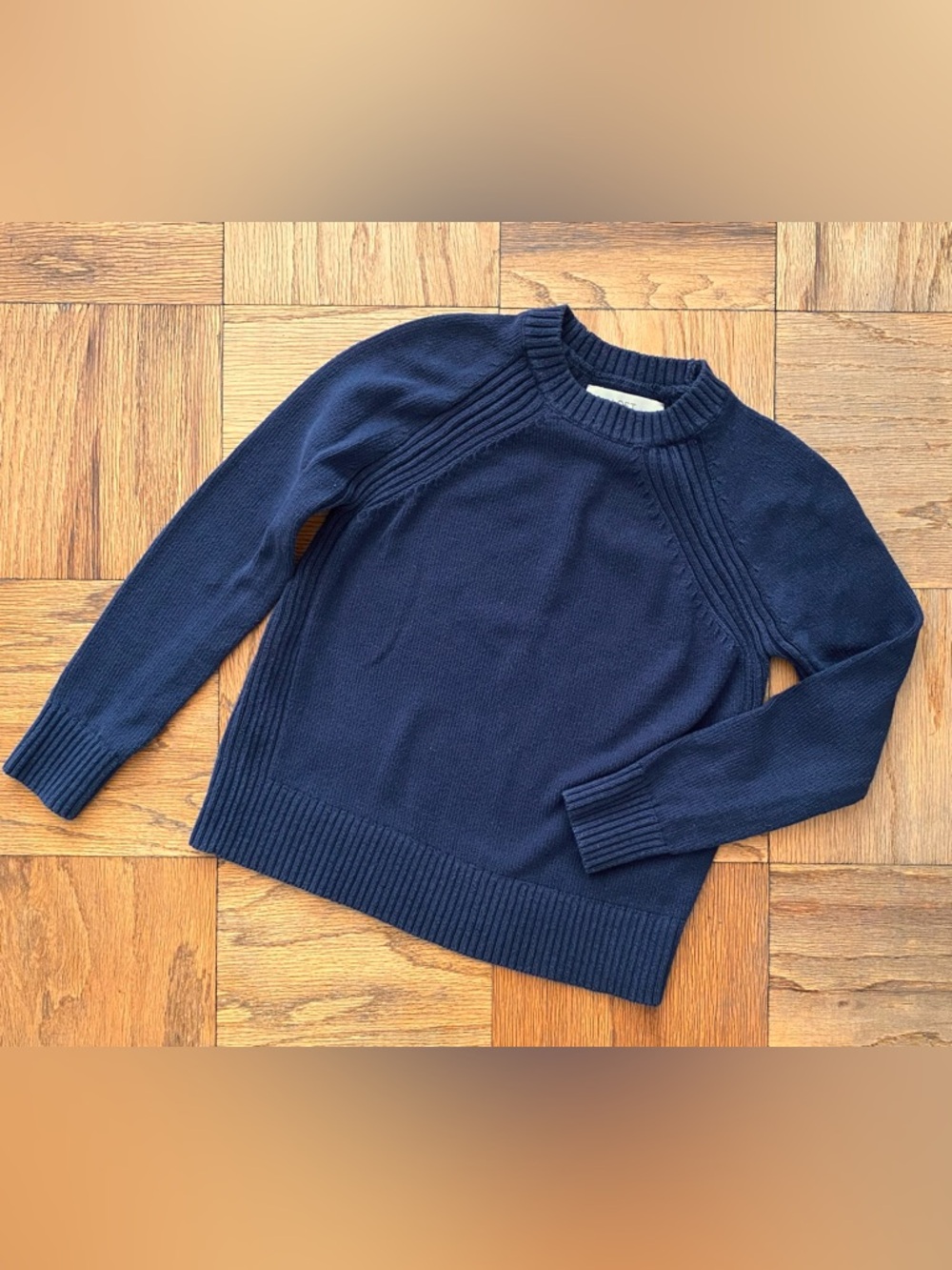 LAST CHANCE!! LOFT Navy Crewneck Sweater with Ribbed Panels